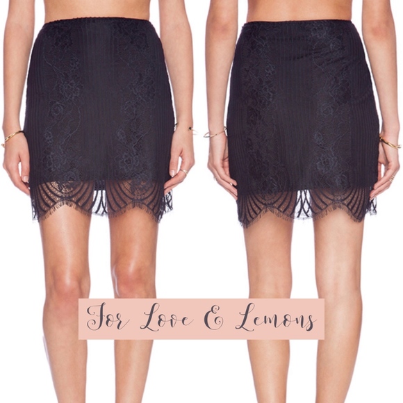 For Love & Lemons Black Lace Mini Skirt S EUC - Picture 1 of 6